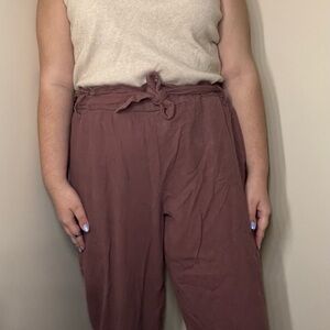 Women's  reddish Brown Tie-Waist Pants